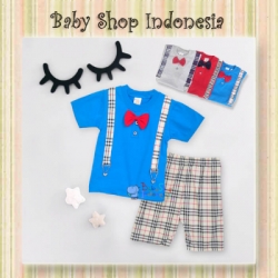 large setelan suspender fake biru